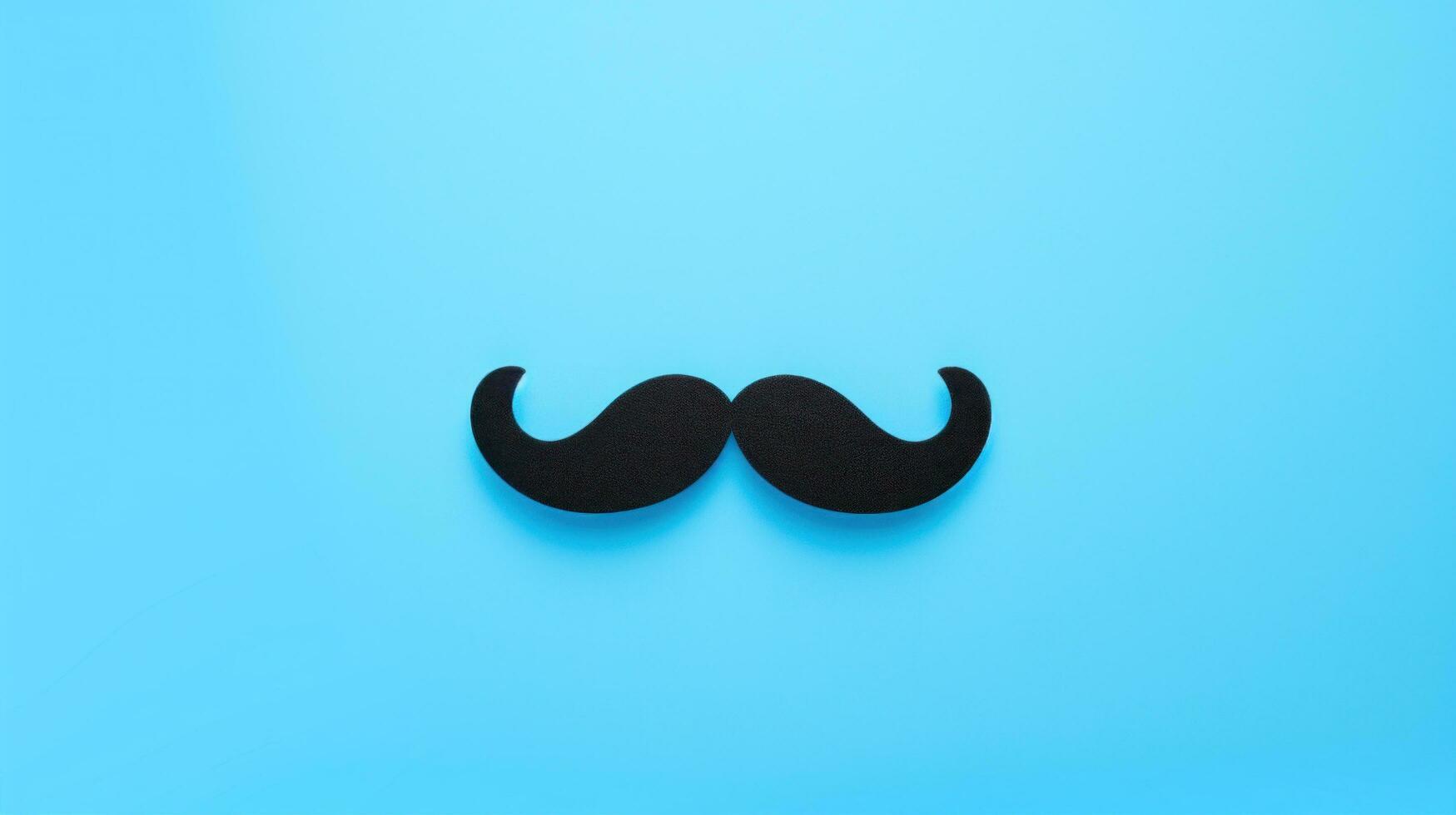 ai gerado Preto bigode grampo acima em azul fundo foto