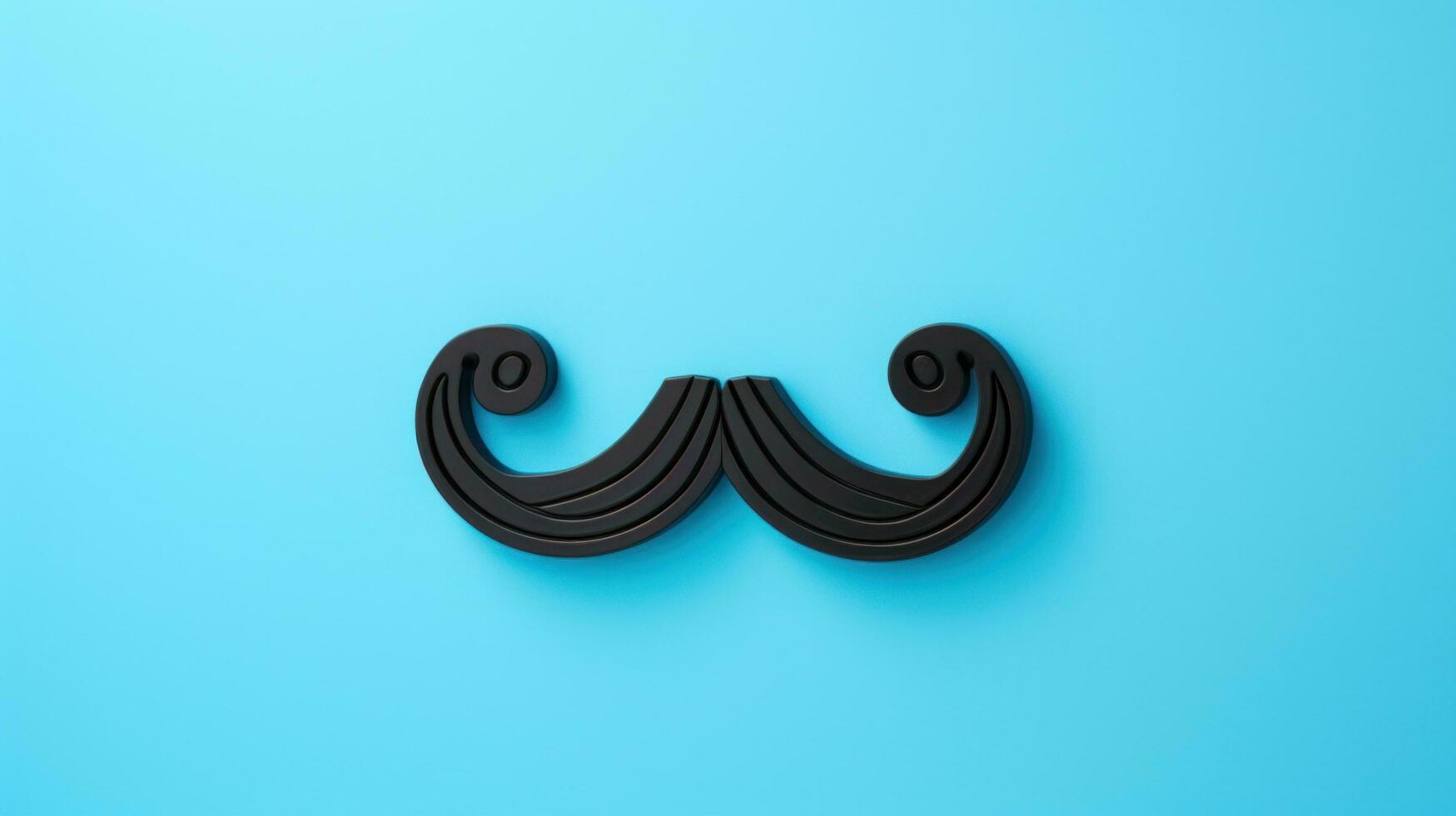 ai gerado Preto bigode grampo acima em azul fundo foto