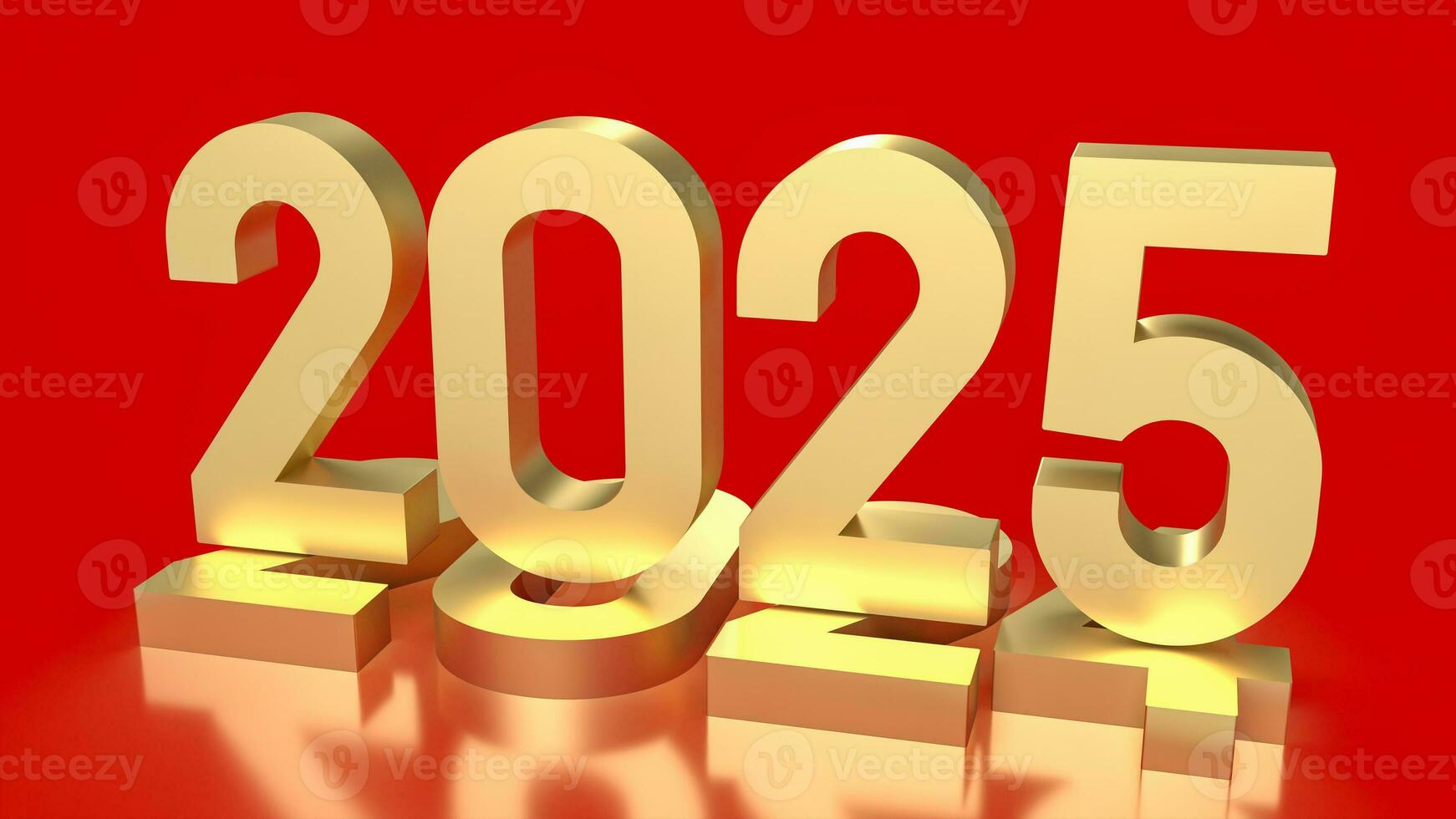 a ouro número 2025 para o negócio conceito 3d Renderização. foto