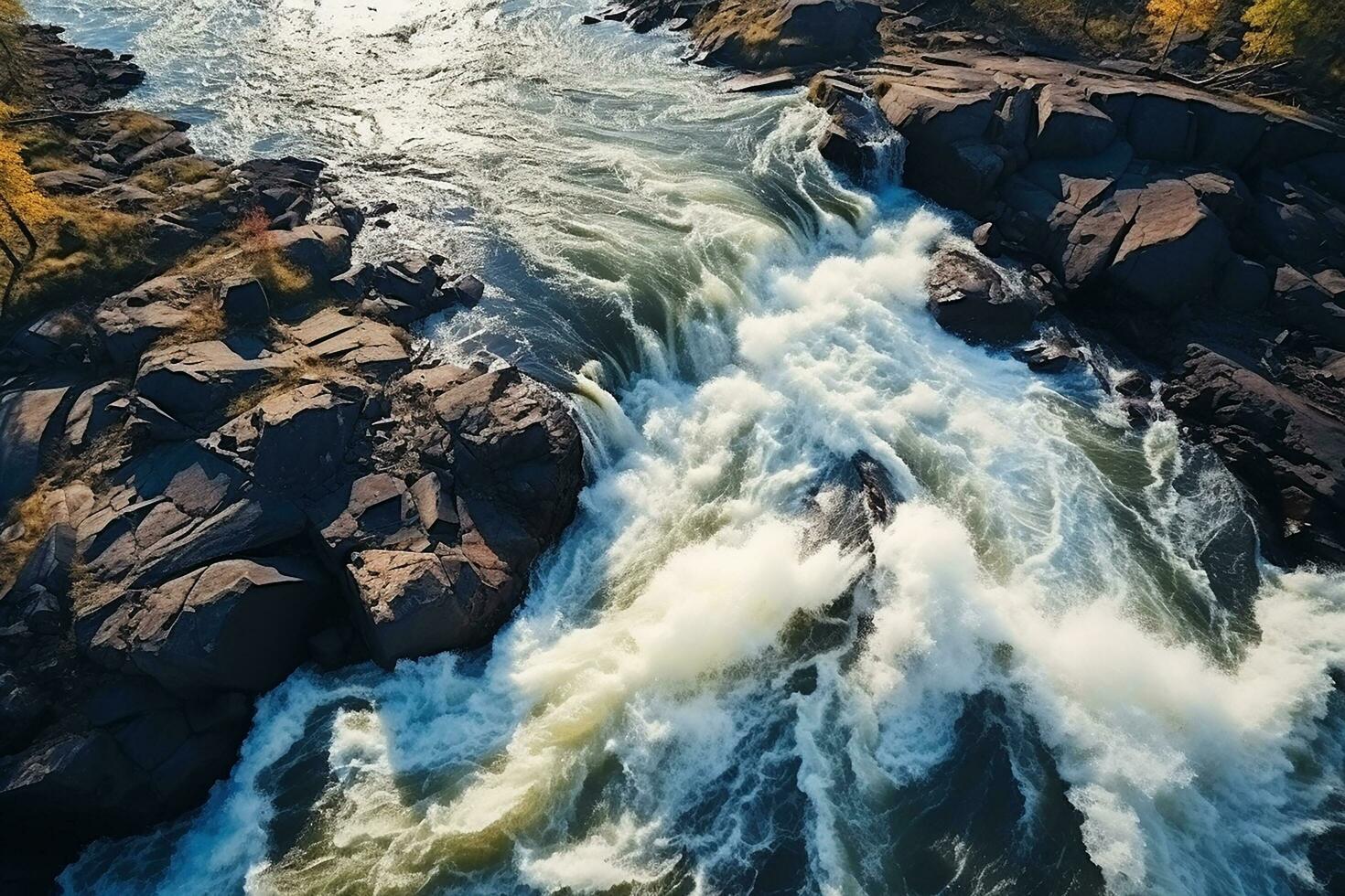 ai gerado aéreo vertical Visão sobre a superfície do uma montanha foto