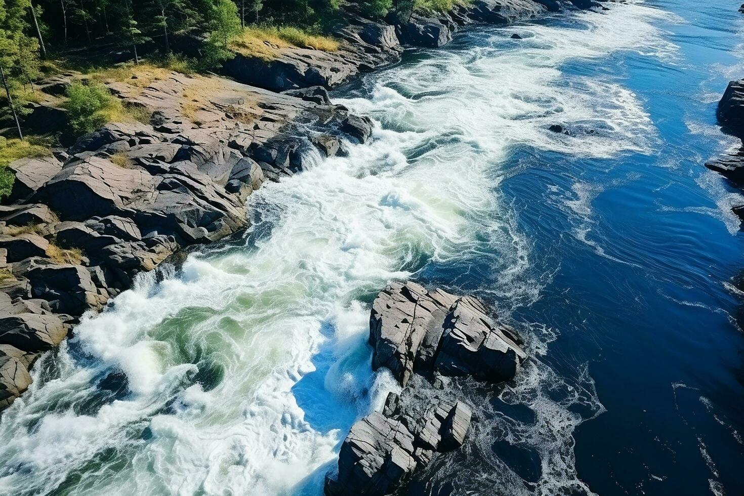 ai gerado aéreo vertical Visão sobre a superfície do uma montanha foto