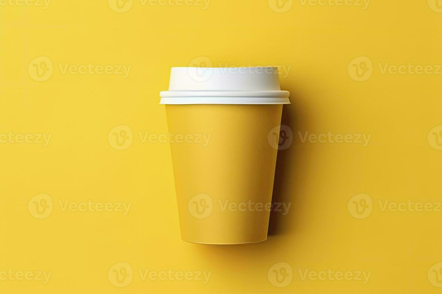 ai gerado em branco café copo isolado em amarelo fundo. ai gerado foto