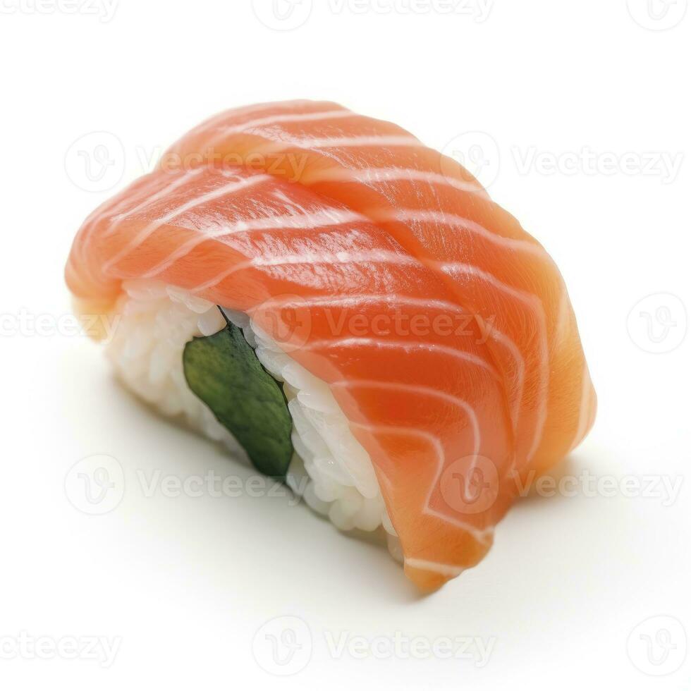 ai gerado uma Sushi salmão em branco fundo. ai gerado foto