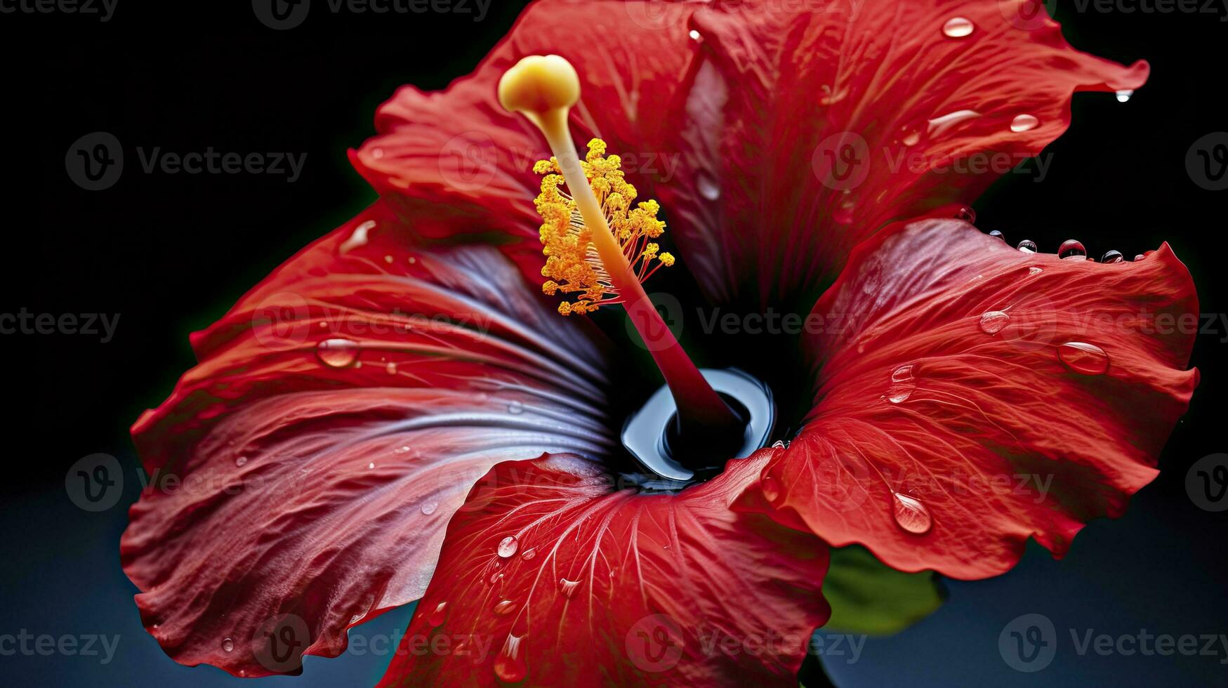 ai gerado uma hibisco flor com uma Preto background.ai gerado. foto