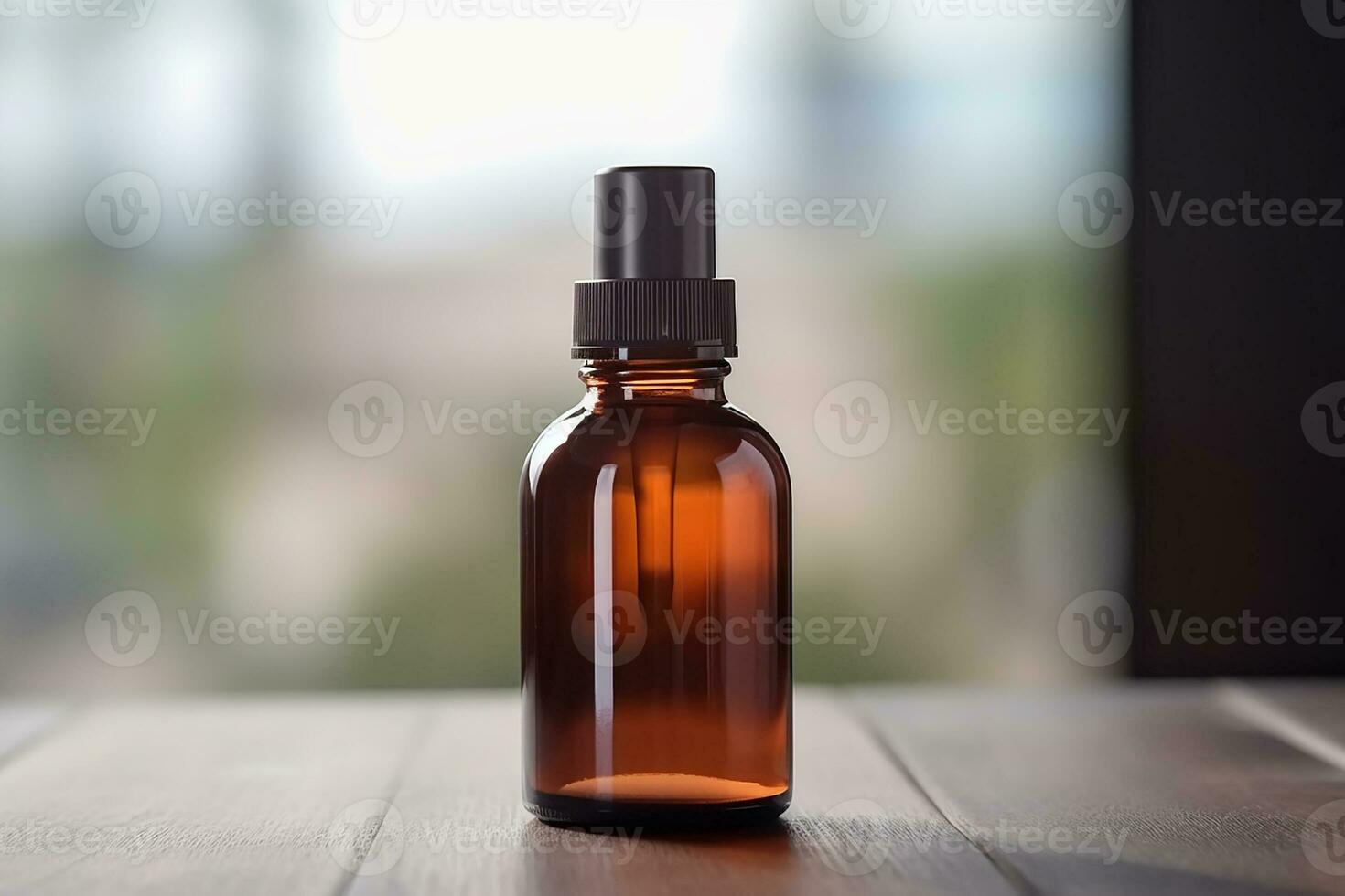 ai gerado âmbar vidro Cosmético conta-gotas garrafa com Preto tampa em uma natural borrado fundo . cuidados com a pele produtos , natural Cosmético. beleza bem estar produtos para face e corpo Cuidado foto