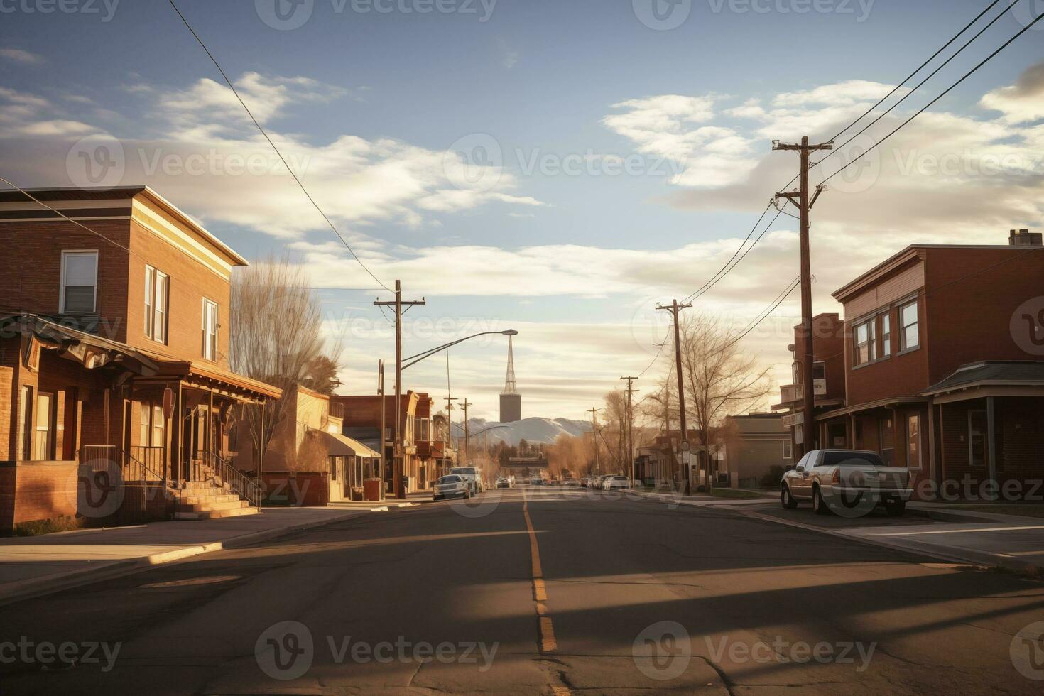 ai gerado fotografia do quieto vintage americano cidade foto