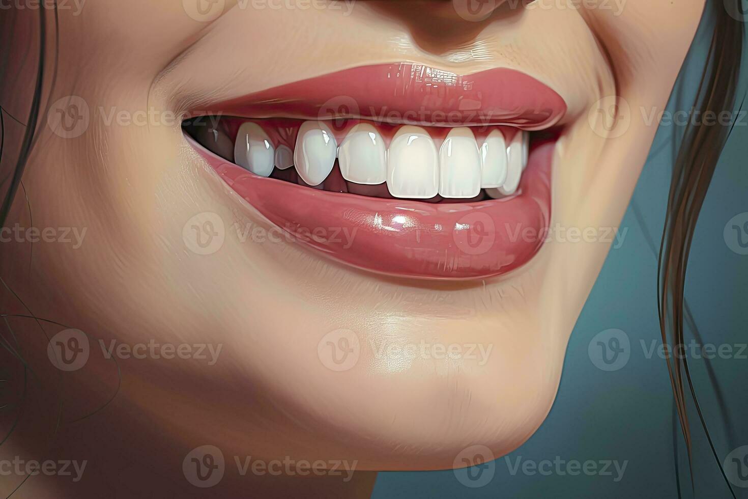 ai gerado fechar acima do uma sorrir com agradável branco dentes. ai gerado foto