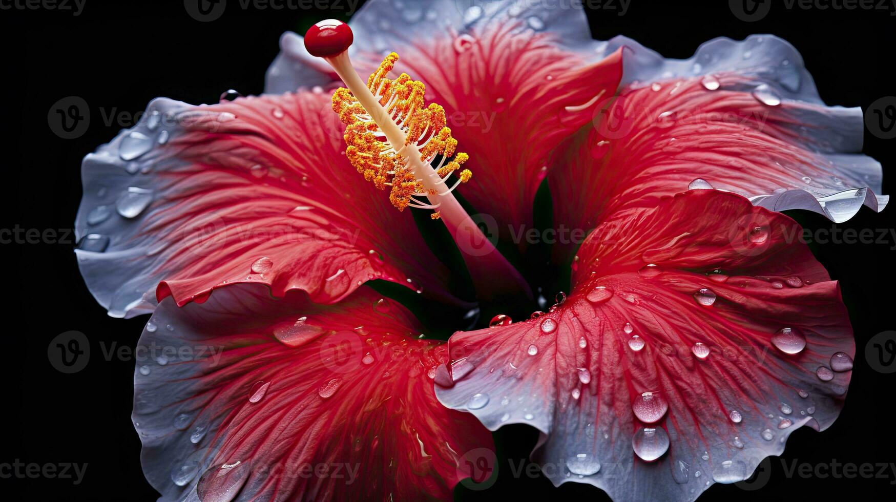 ai gerado uma hibisco flor com uma Preto background.ai gerado. foto