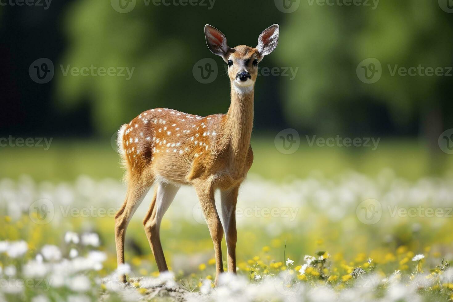 ai gerado fêmea ovas veado com lindo flor. ai gerado foto