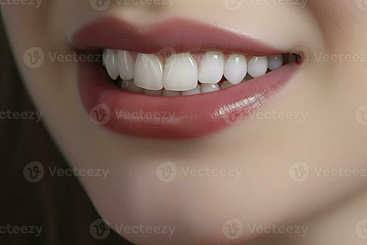 ai gerado fechar acima do uma sorrir com agradável branco dentes. ai gerado foto