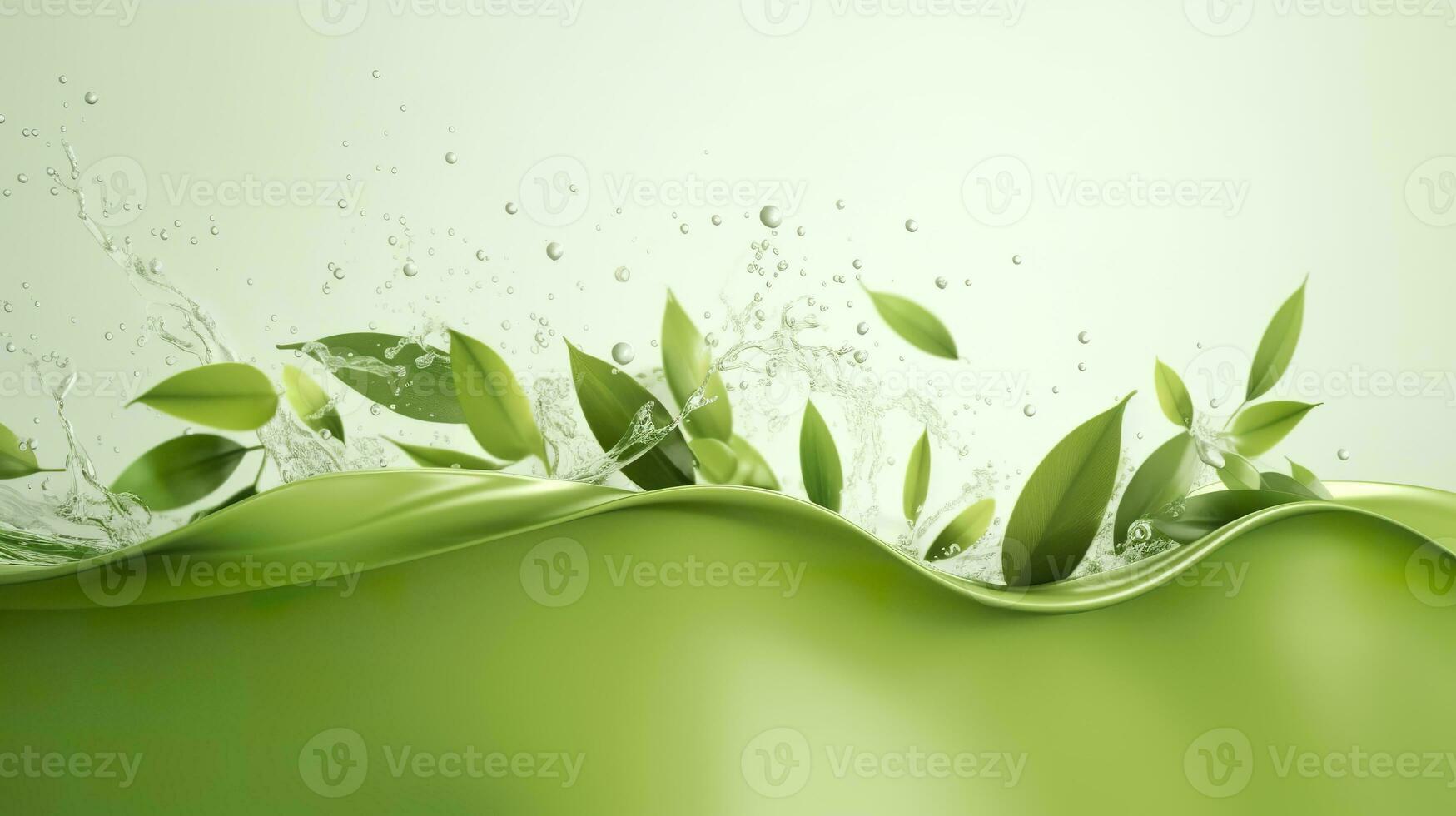 ai gerado verde ervas chá onda respingo com folhas fluxo. ai gerado foto
