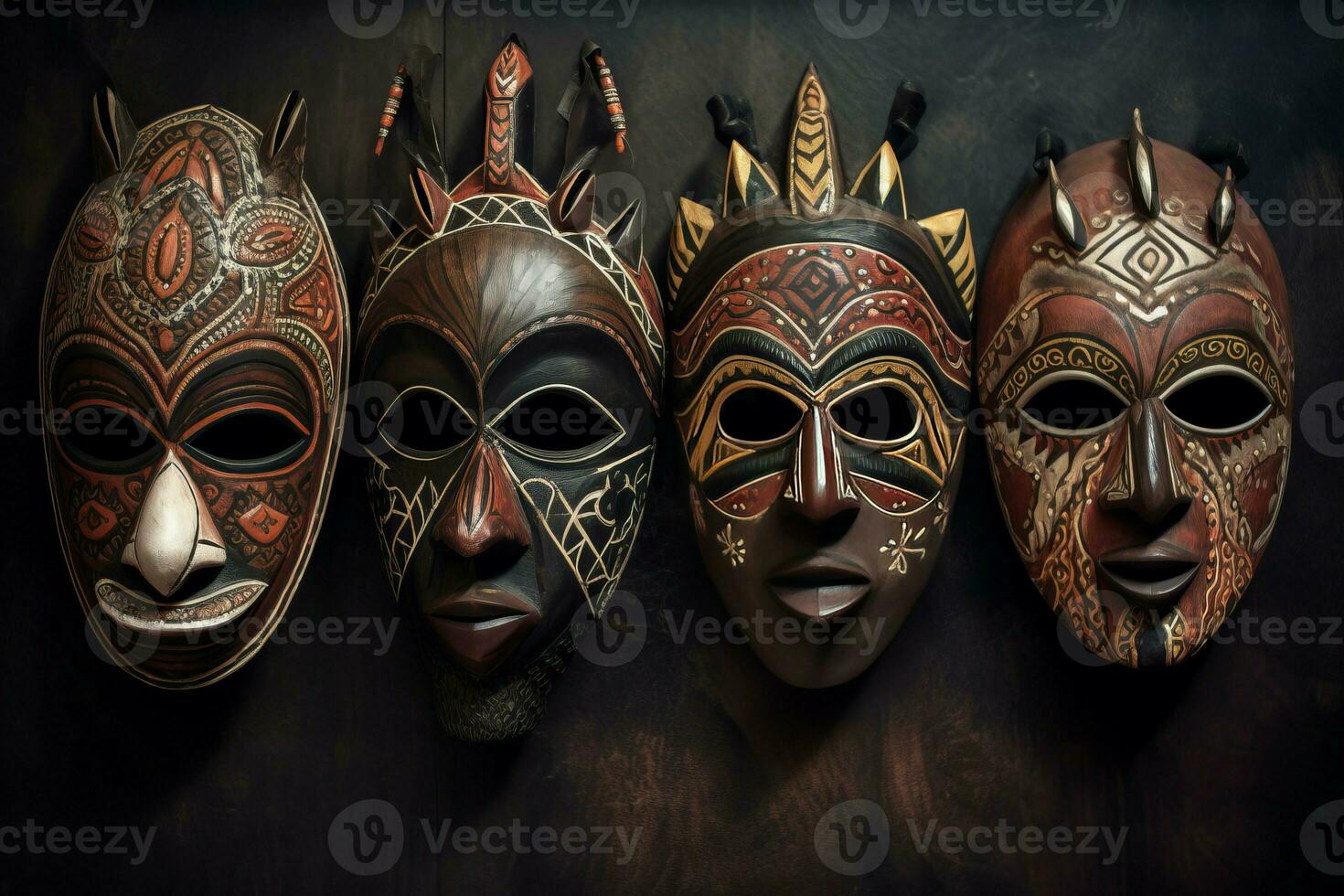 ai gerado tribal africano máscaras. gerar ai foto