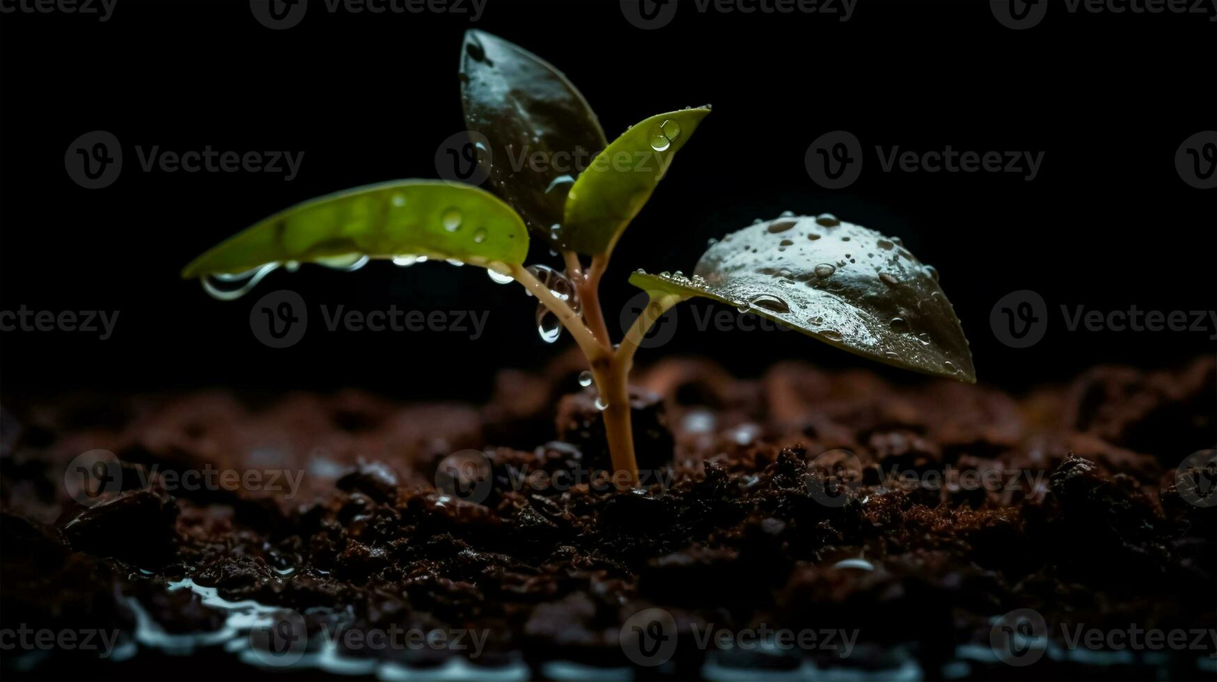 ai gerado uma jovem plantar, uma brotar cresce a partir de plantar solo e vê a luz do dia foto