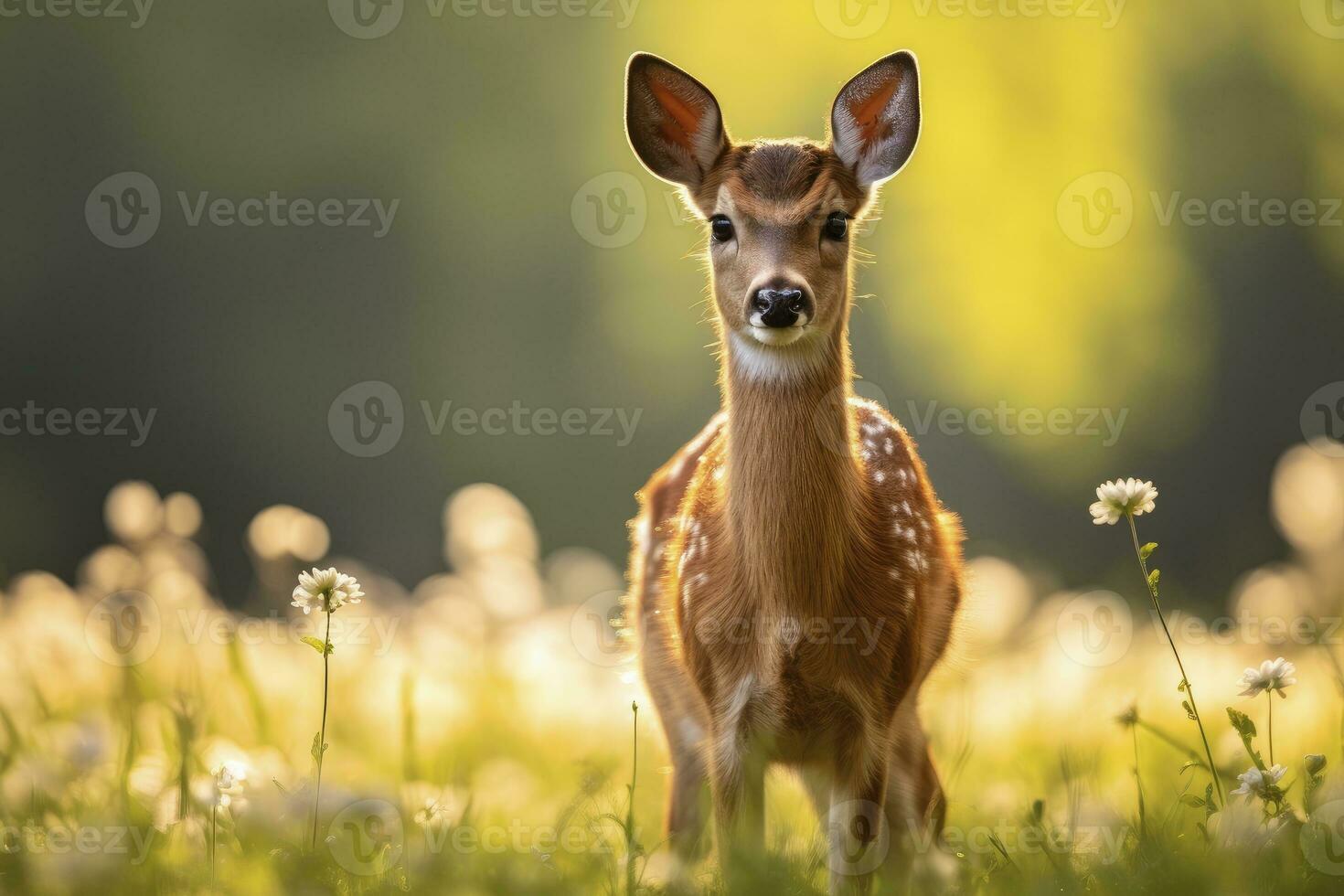 ai gerado fêmea ovas veado com lindo flor. ai gerado foto