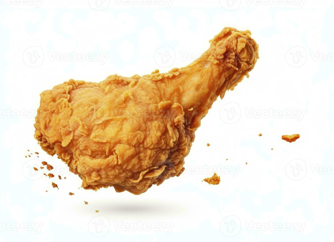 ai gerado frito frango perna queda dentro a ar isolado em uma branco fundo. ai gerado. foto