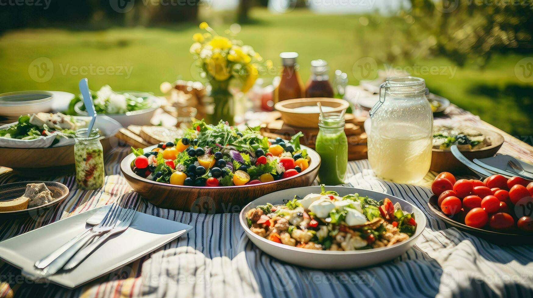 ai gerado verão estilo de vida piquenique Comida foto