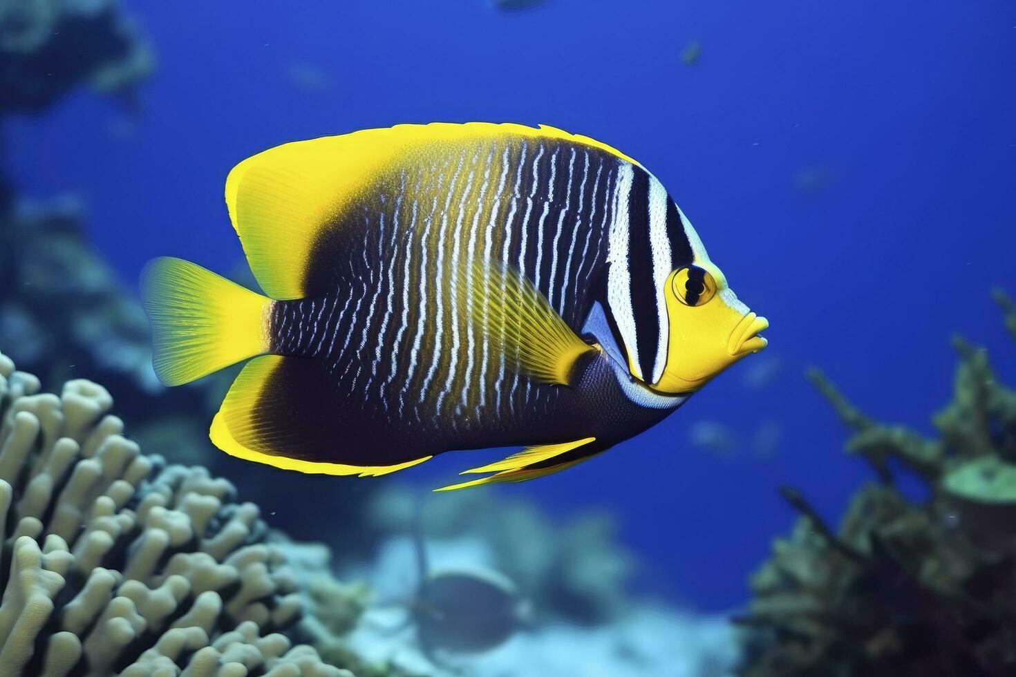 ai gerado lindo peixe anjo dentro a oceano. ai gerado foto