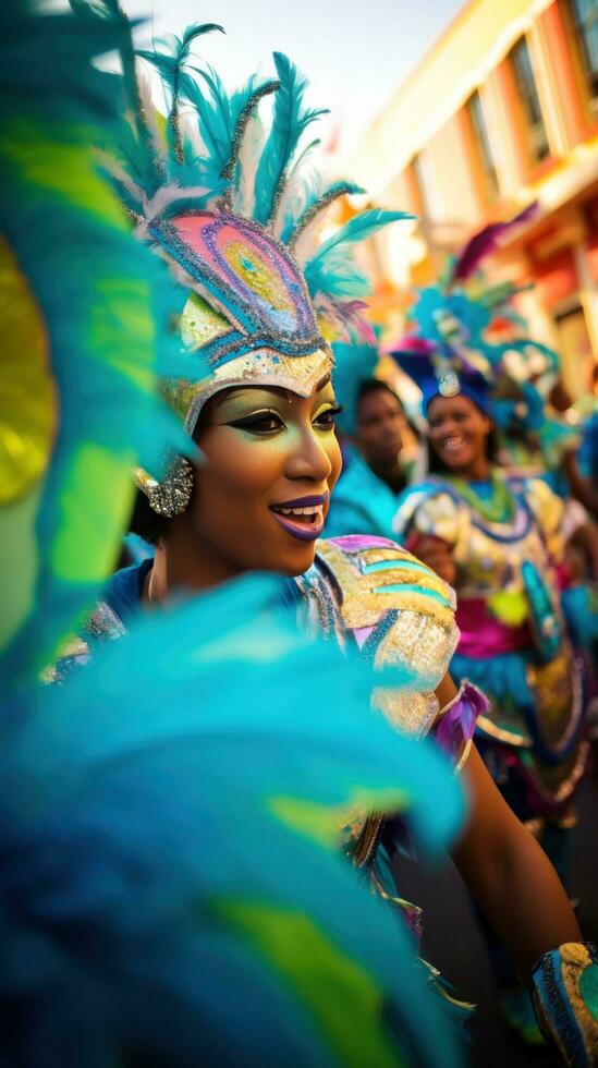 ai gerado o captura a energia do uma carnaval parada foto