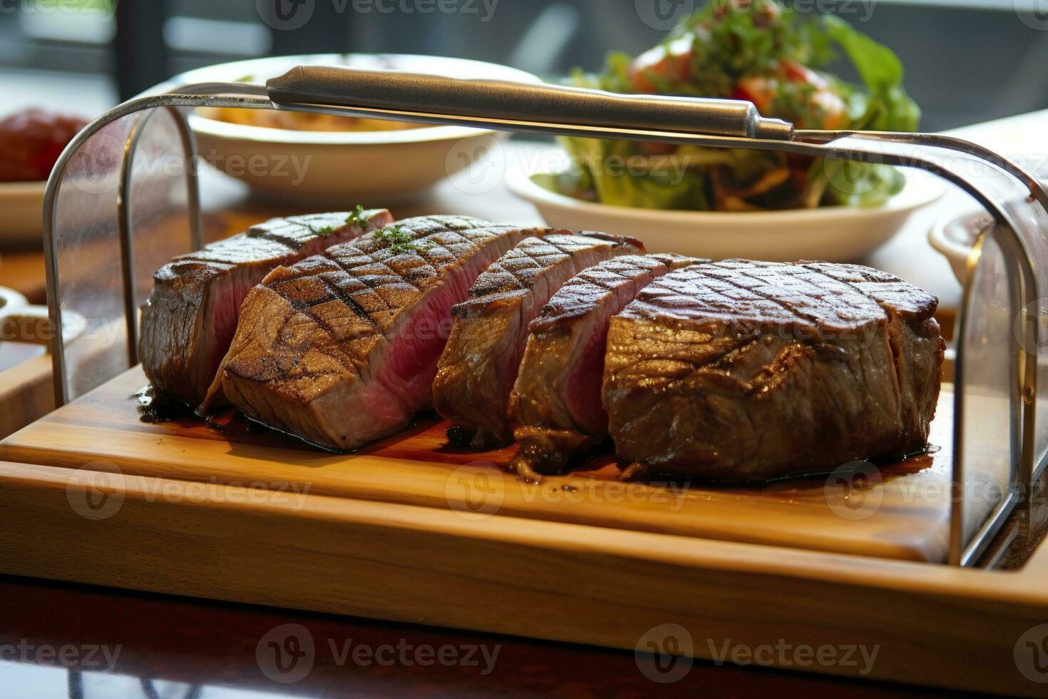 ai gerado bife churrasqueira às a Churrascaria, fatiado picanha, picanha. generativo ai foto