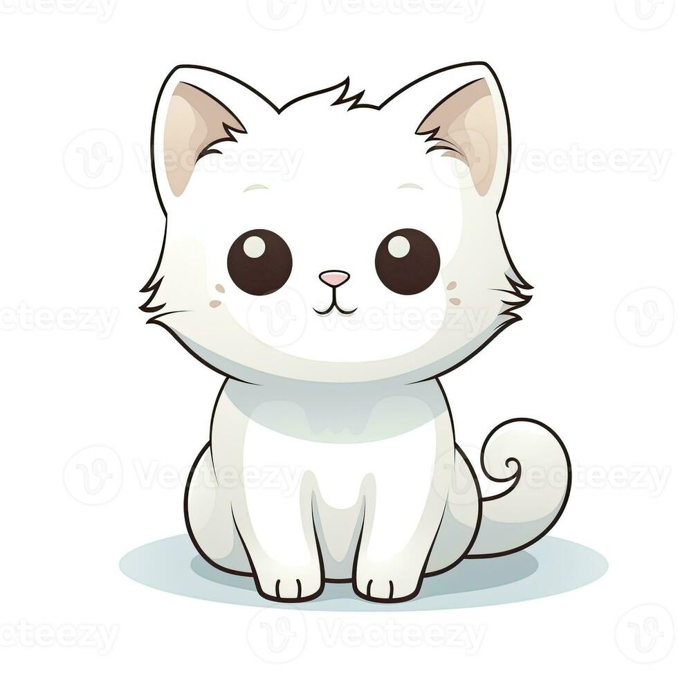 ai gerado fofa kawaii gato clipart ícone branco fundo. ai gerado foto