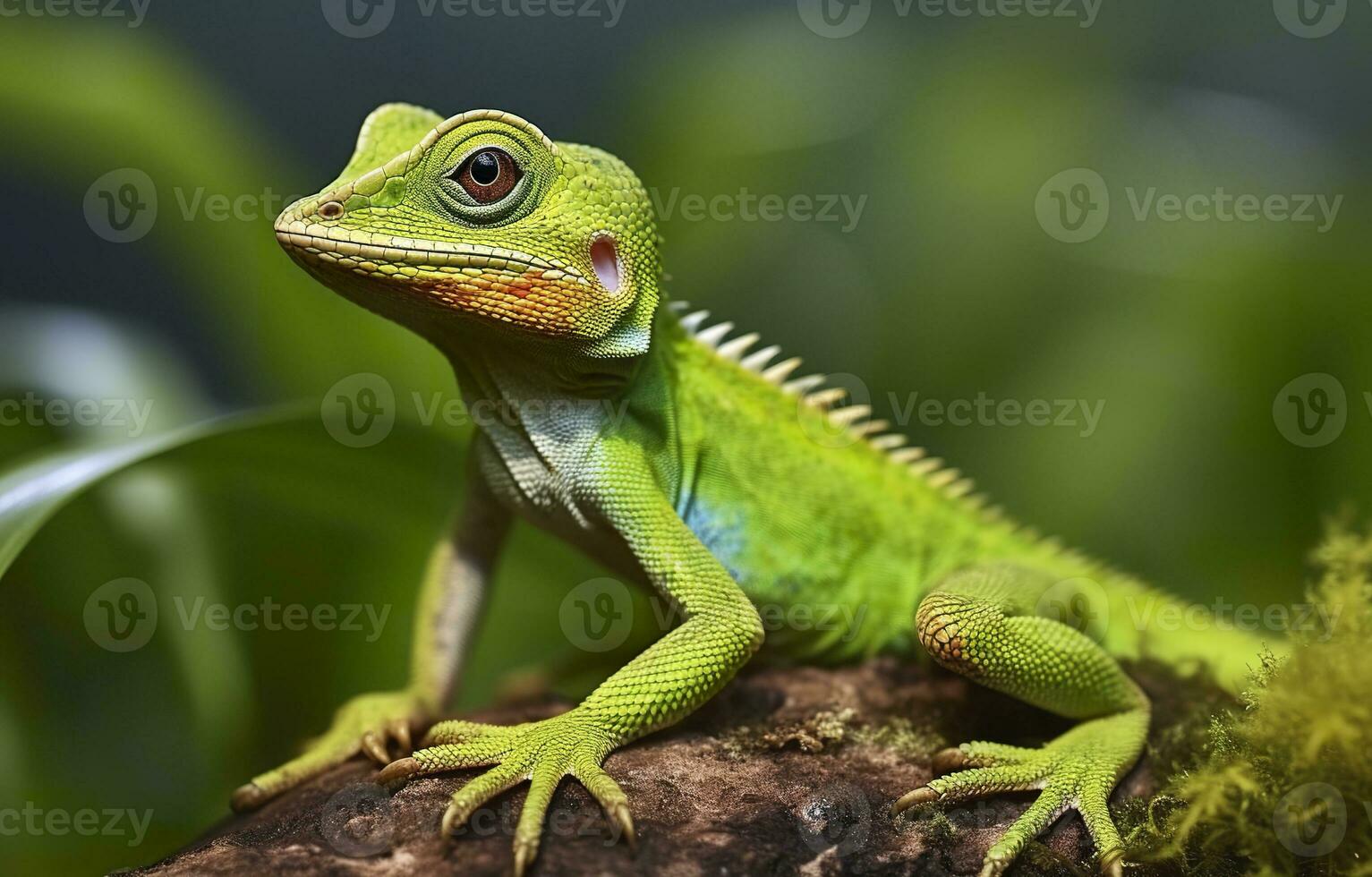 ai gerado broncocela cristatella, Além disso conhecido Como a verde com crista lagarto. generativo ai foto