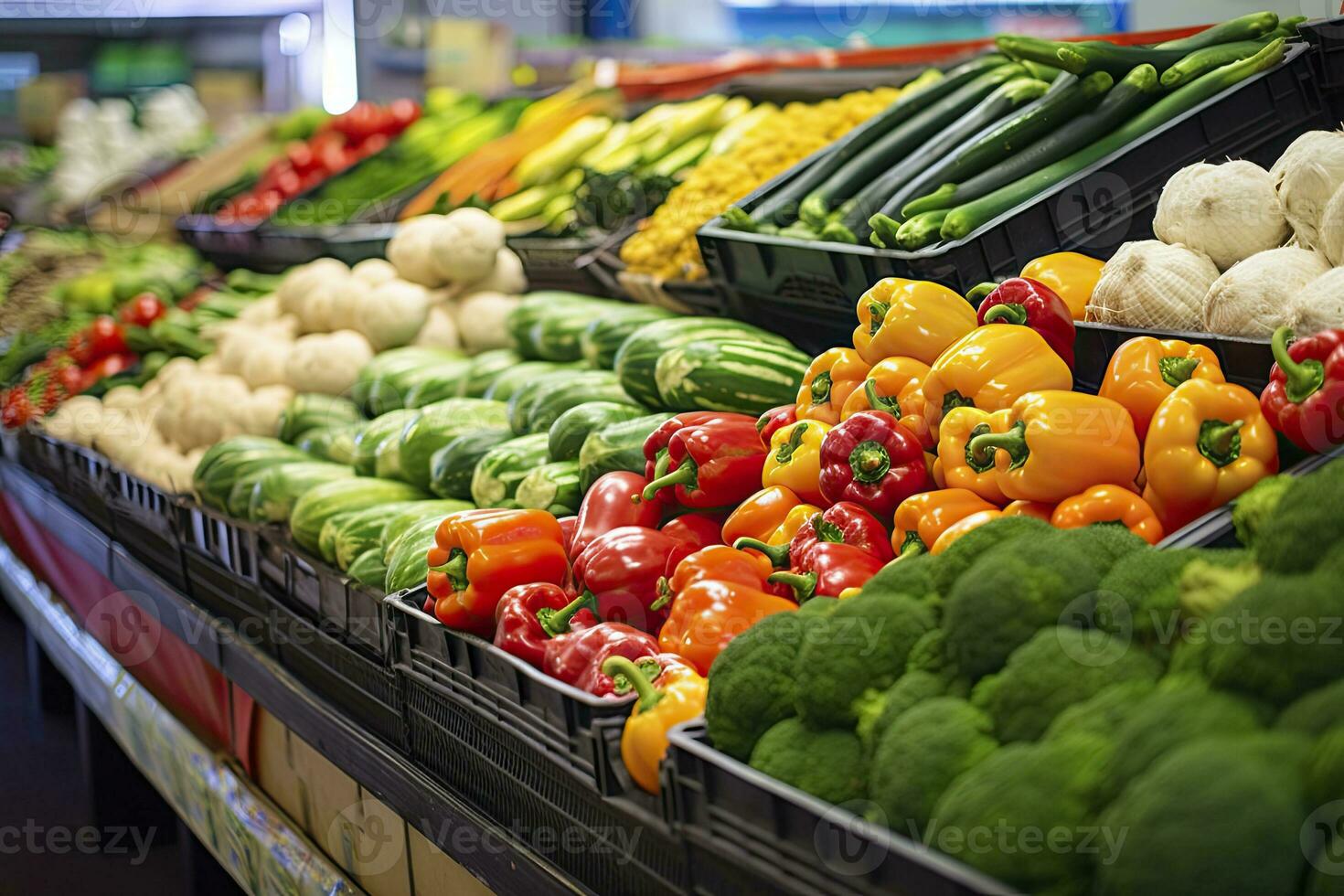 ai gerado frutas e legumes às cidade mercado. ai gerado foto