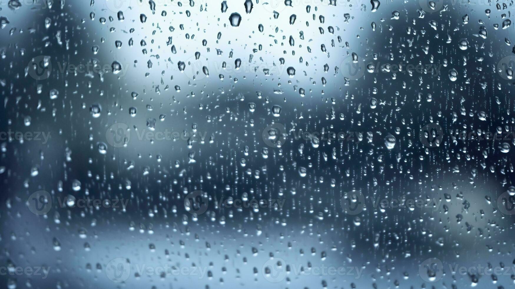 ai gerado pingos de chuva em a janela. azul tom. generativo ai foto