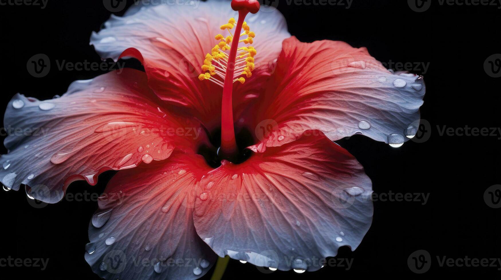 ai gerado uma hibisco flor com uma Preto background.ai gerado. foto