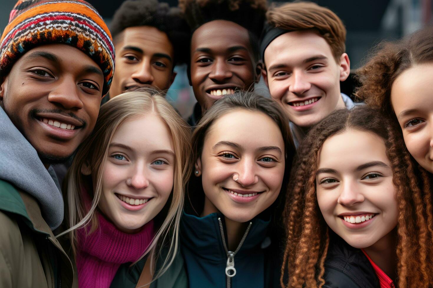 ai gerado multi étnico diverso Faculdade alunos foto