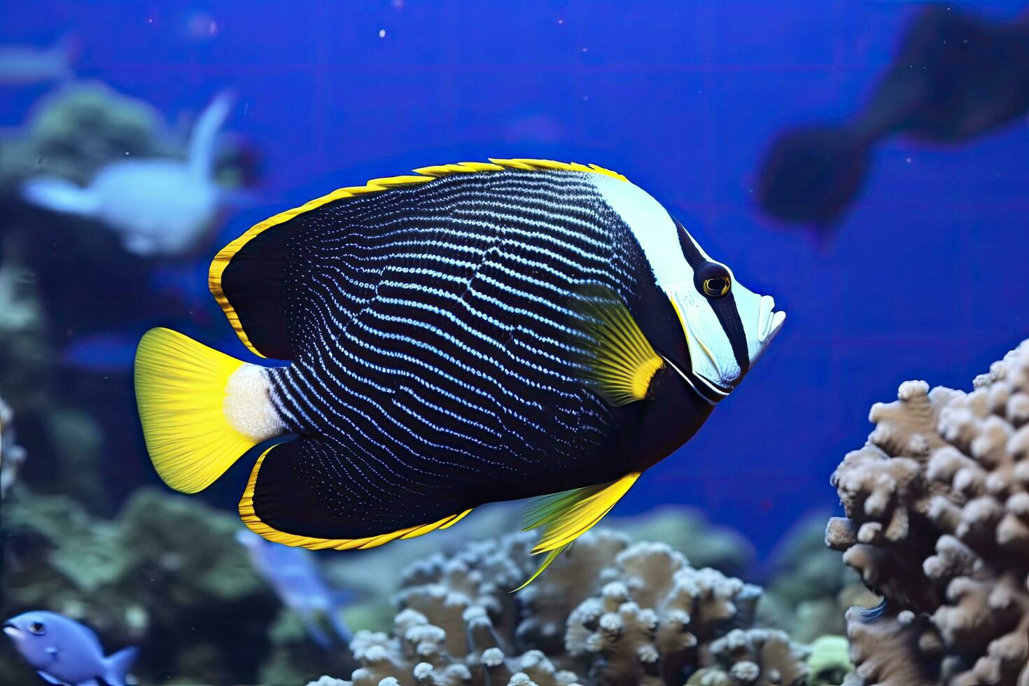 ai gerado lindo peixe anjo dentro a oceano. ai gerado foto