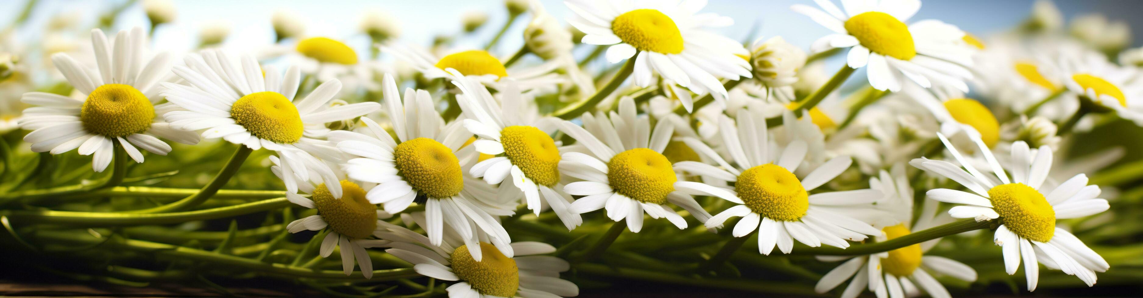 ai gerado camomila flor para uma bandeira. generativo ai foto