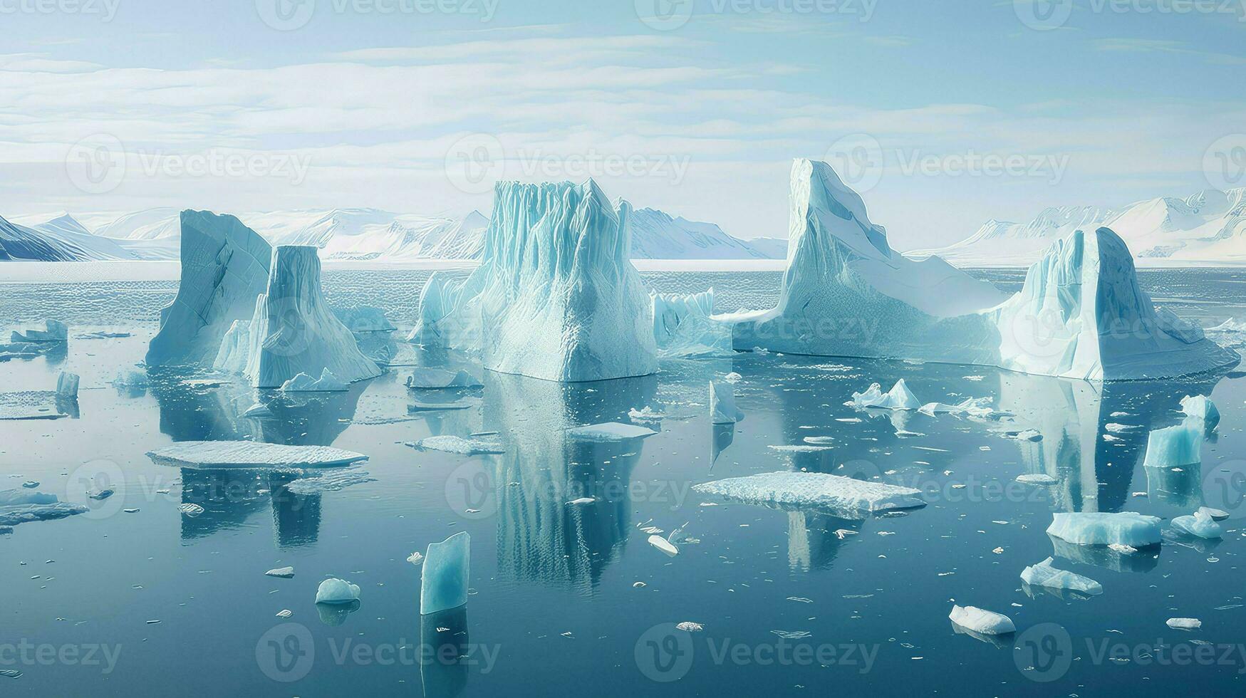 ai gerado Antártica tabular icebergs panorama foto