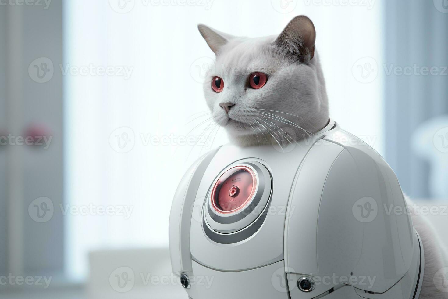 ai gerado artificial inteligência robô gato. futurista conceito foto