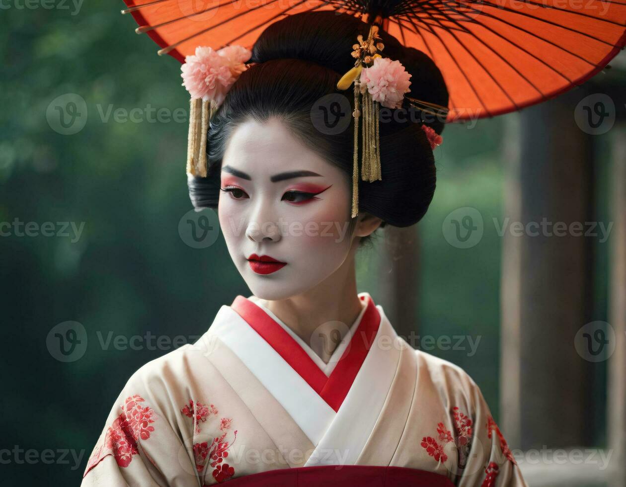 ai gerado tradicional roupas em uma jovem lindo mulher. ai geração. foto