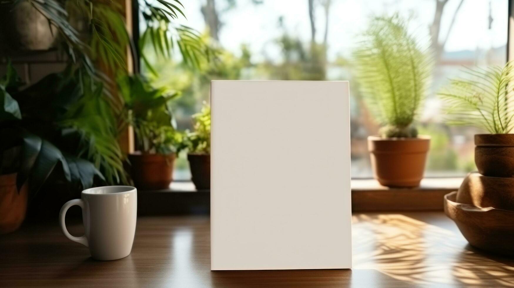 ai gerado bloco de anotações com em branco frente, realista em uma brincar modelo dentro uma mesa dentro uma luxo casa foto