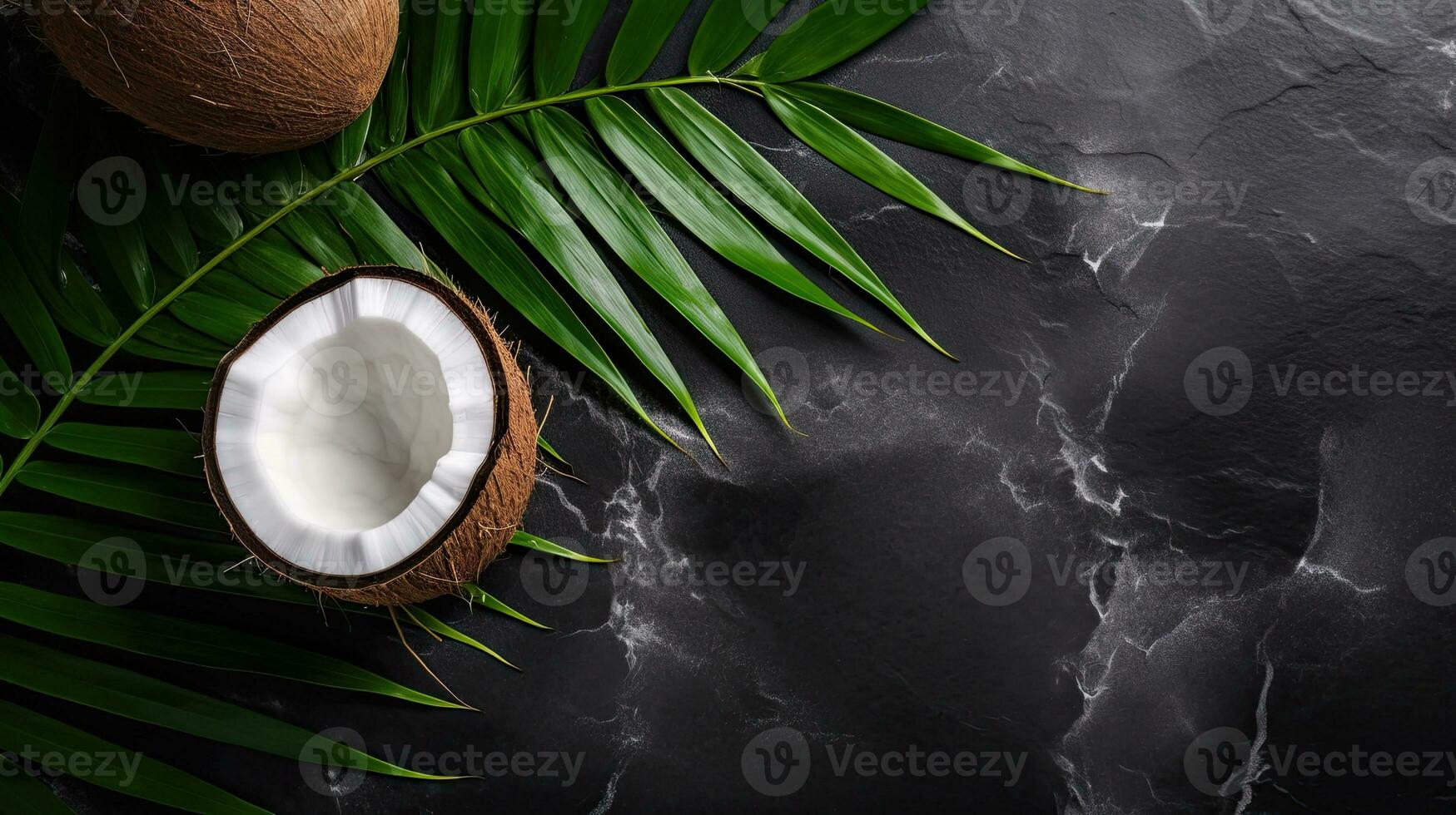 ai gerado fresco coco fruta com folha ai generativo foto