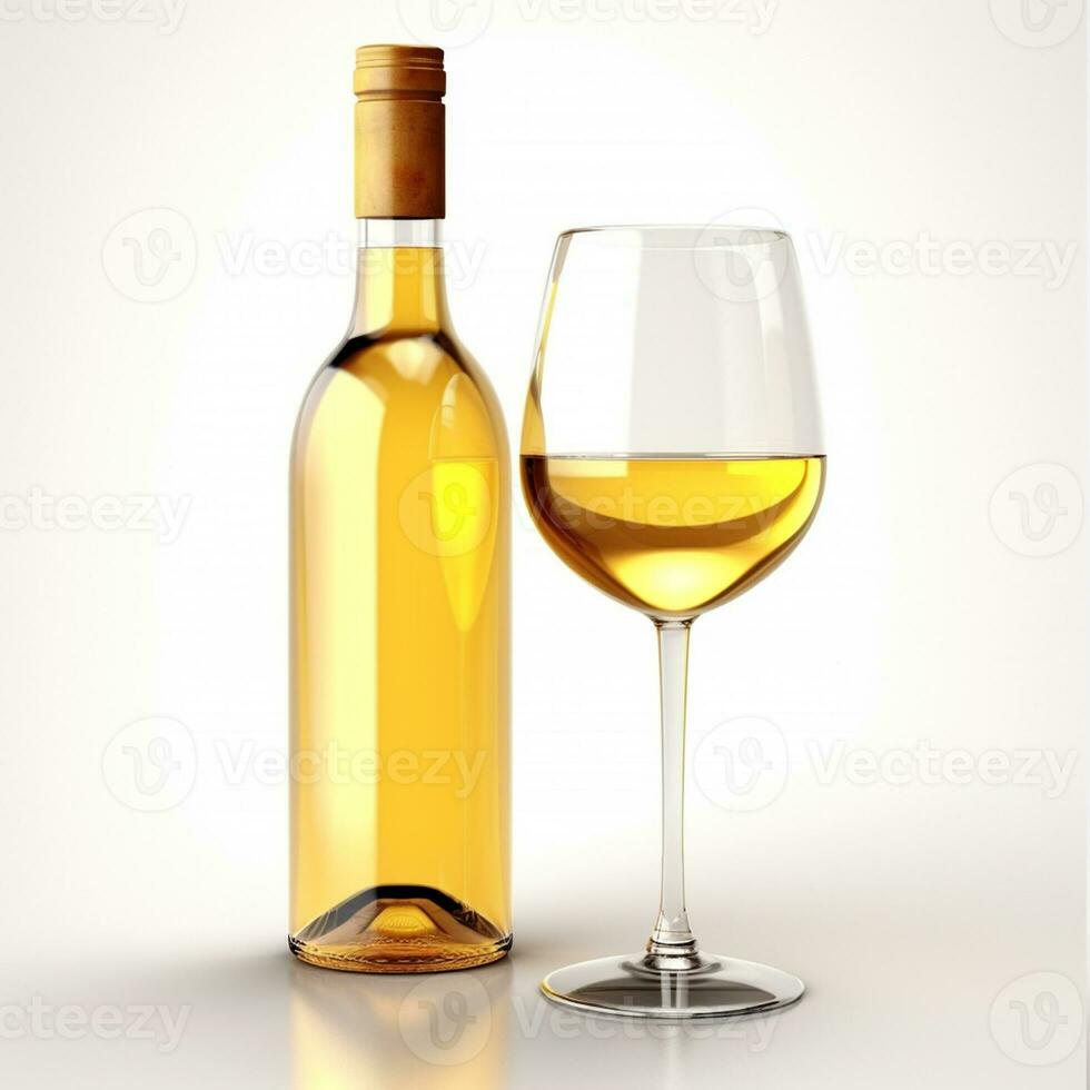 ai gerado foto-realista foto do dourado vinho em uma branco fundo