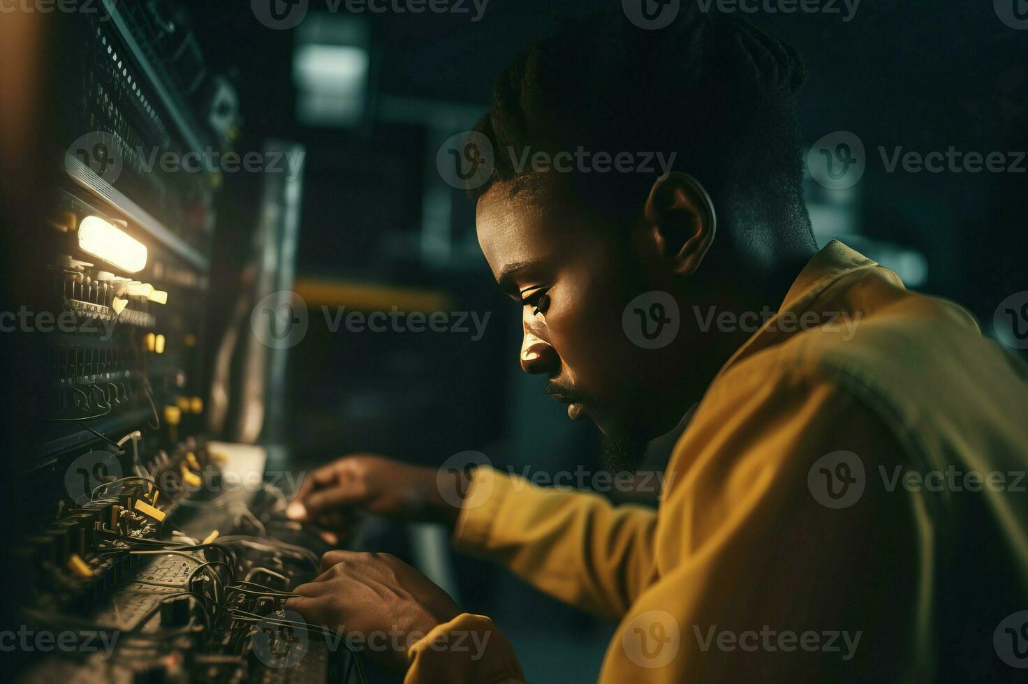 ai gerado elétrico técnico engenheiro verificando. gerar ai foto