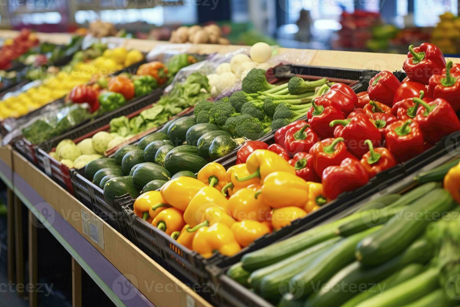 ai gerado frutas e legumes às cidade mercado. ai gerado foto