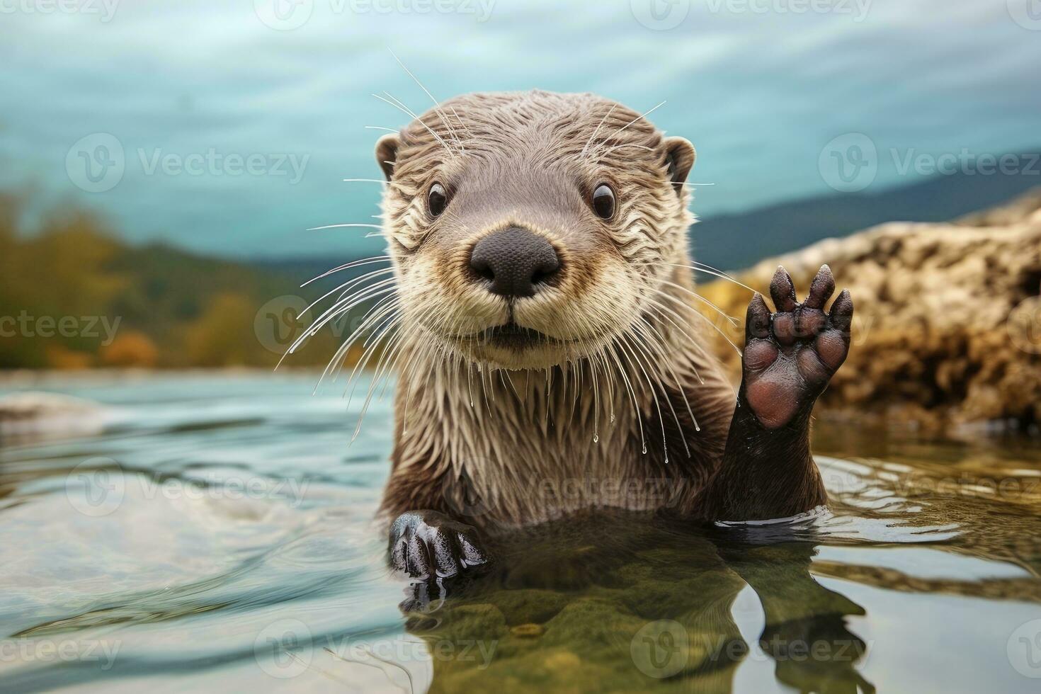 ai gerado lontra dentro a água. ai gerado foto