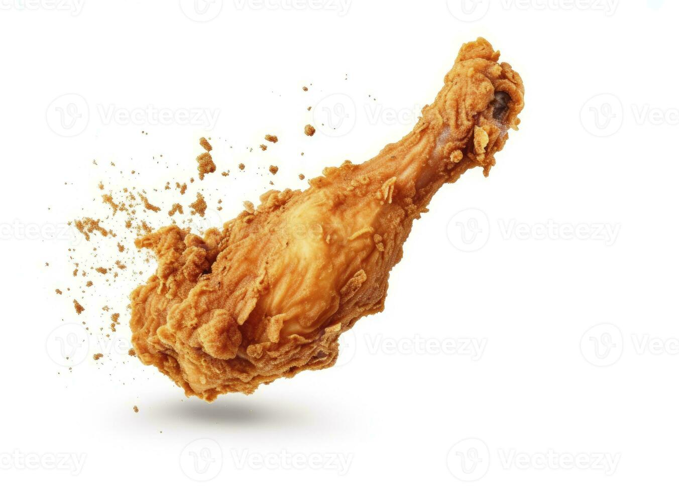 ai gerado frito frango perna queda dentro a ar isolado em uma branco fundo. ai gerado. foto