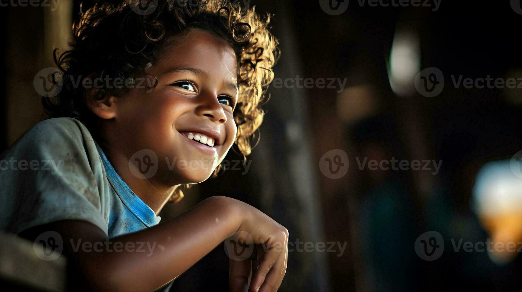 ai gerado pequeno Rapazes alegre olhar foto