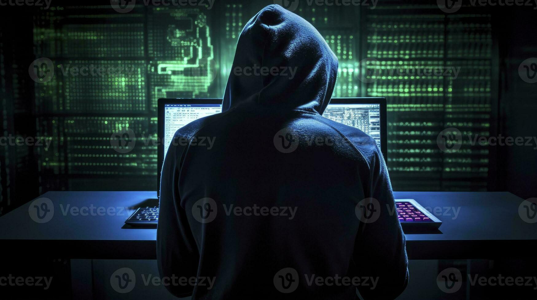 ai gerado hacker. uma vislumbre para dentro a mundo do cyber conspirações. ai gerado foto