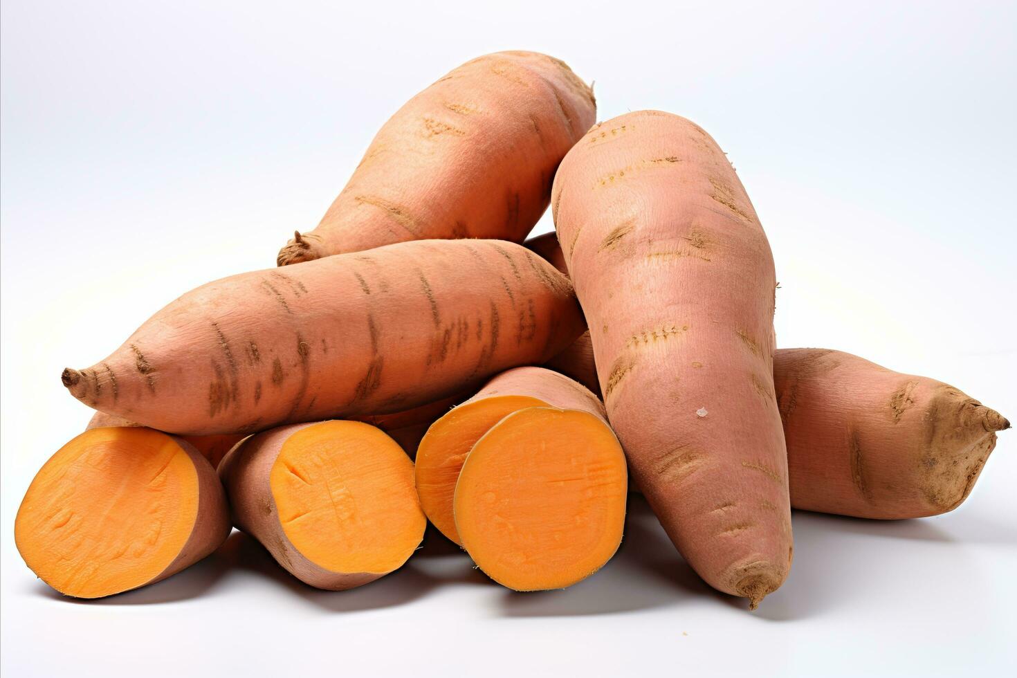 ai gerado fresco orgânico doce batata isolado em branco fundo para saudável cozinhando e culinária inspiração foto