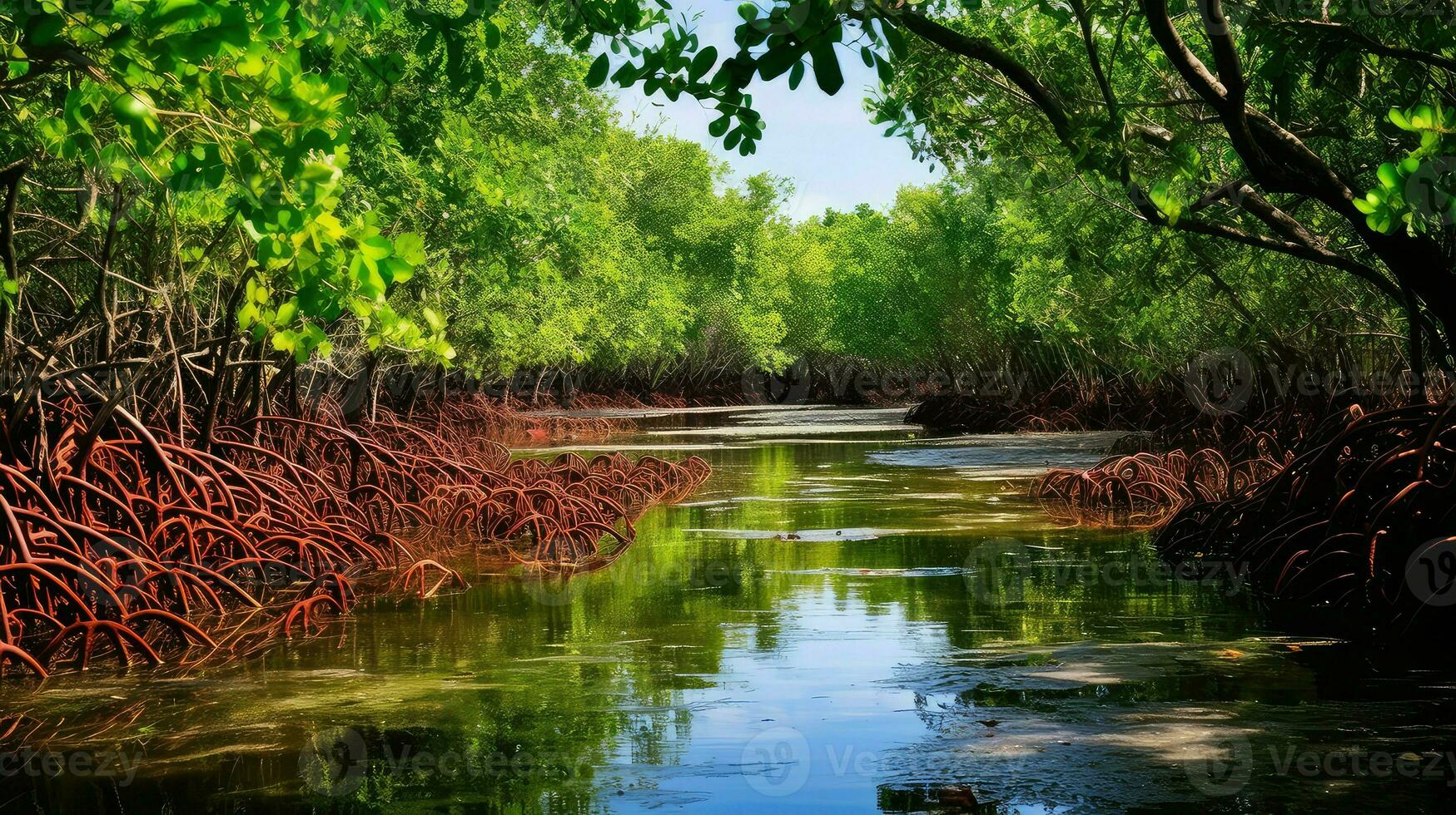 ai gerado conservação mangue pântano panorama foto