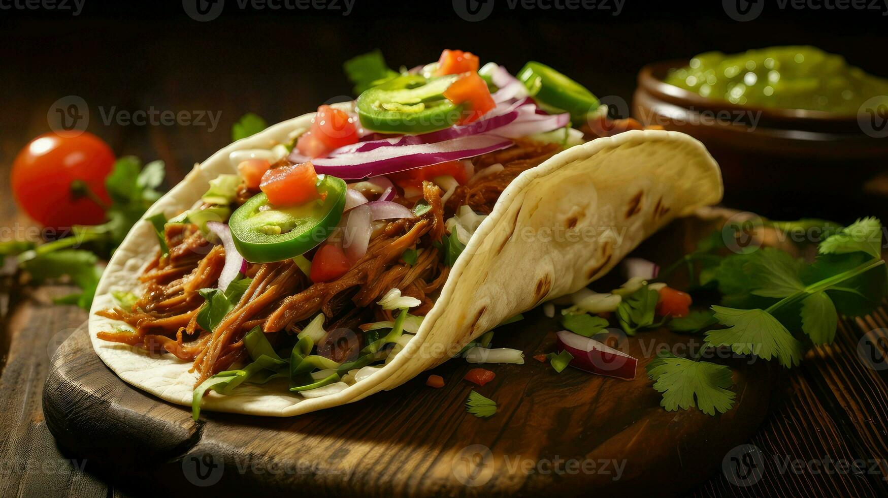 ai gerado queijo molho taco Comida foto