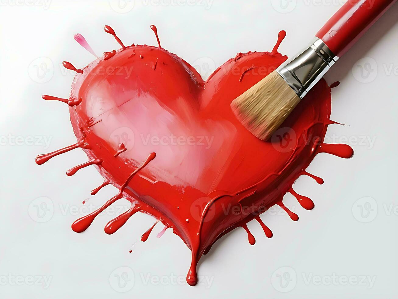 ai gerado tendendo amor arte vermelho coração pintado com escovar. dia dos namorados dia conceito foto