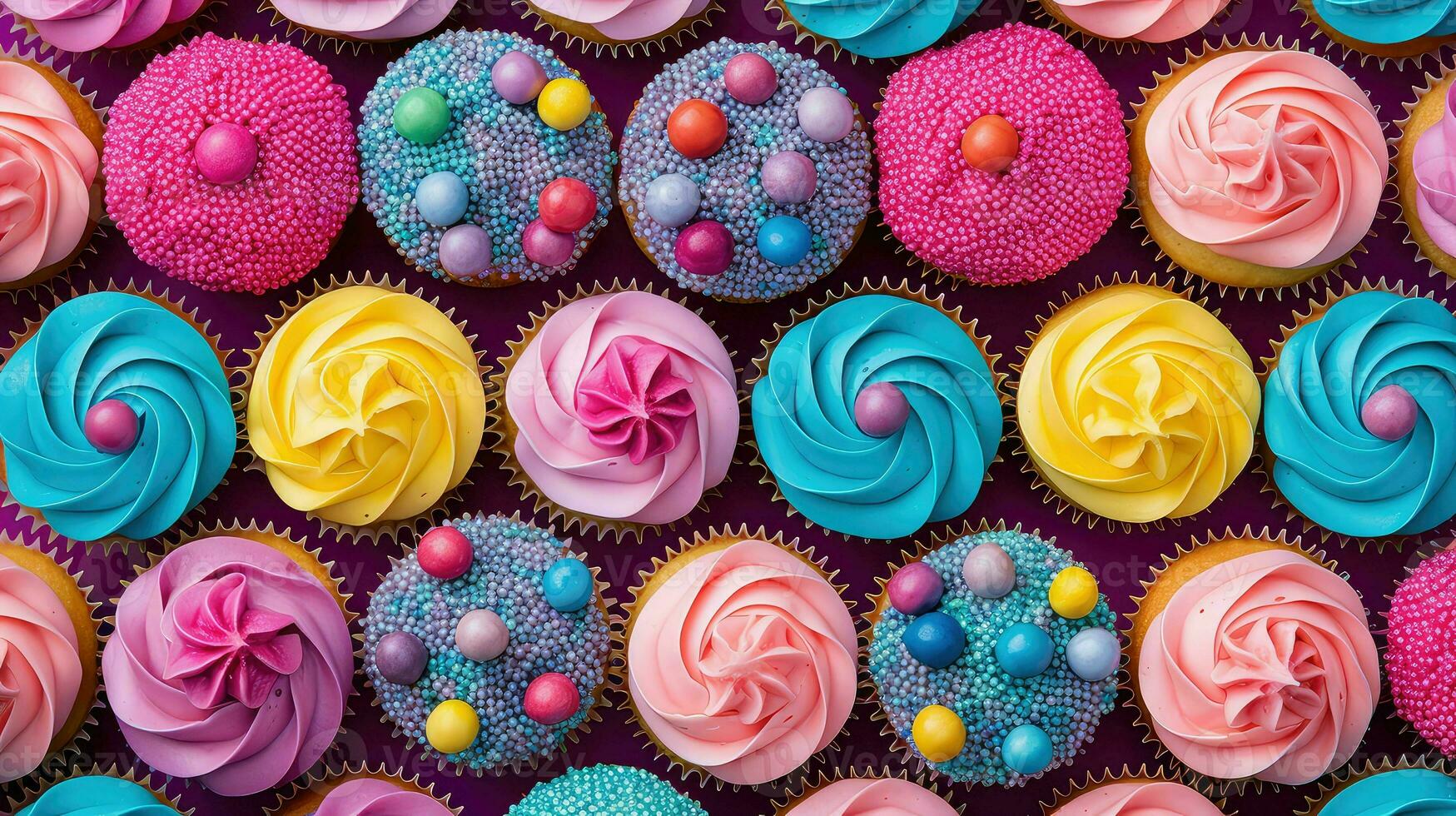 ai gerado geada colorida Bolinho Comida foto