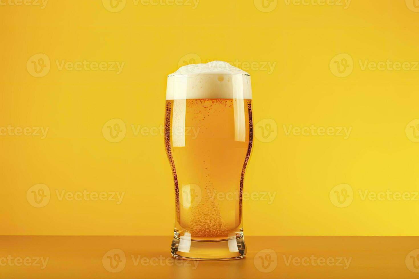 ai gerado Cerveja vidro com cheio Cerveja isolado com uma amarelo fundo. ai gerado foto