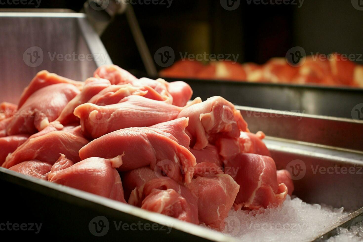 ai gerado frango carne Produção processo a partir de Fazenda para em processamento ai gerado foto